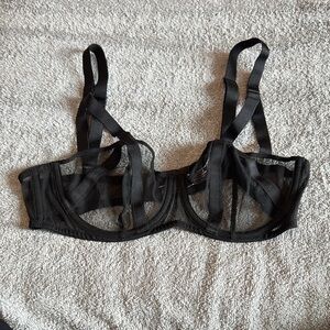 Victoria's Secret Black Balconette Bra with Sheer Panels
